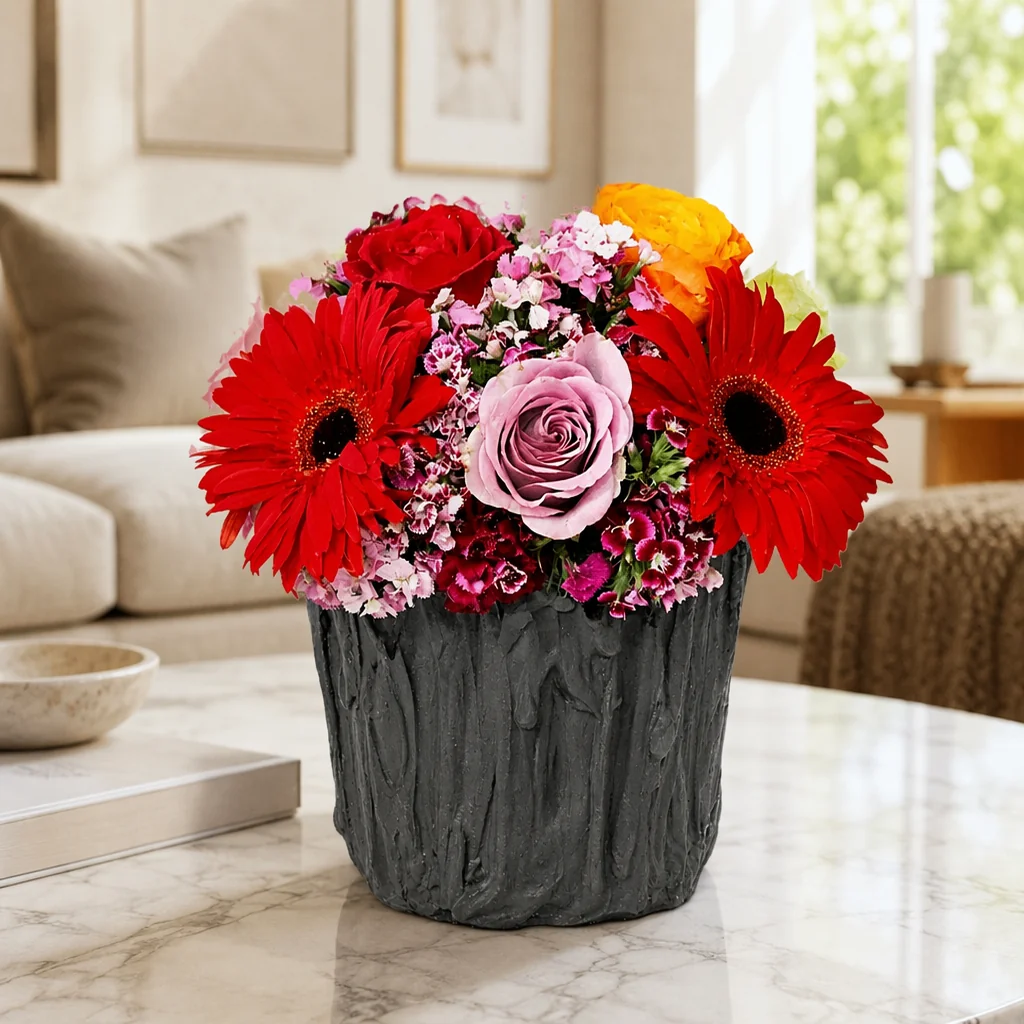 Ateş Kırmızısı Gerbera Aranjmanı — yaşam alanında