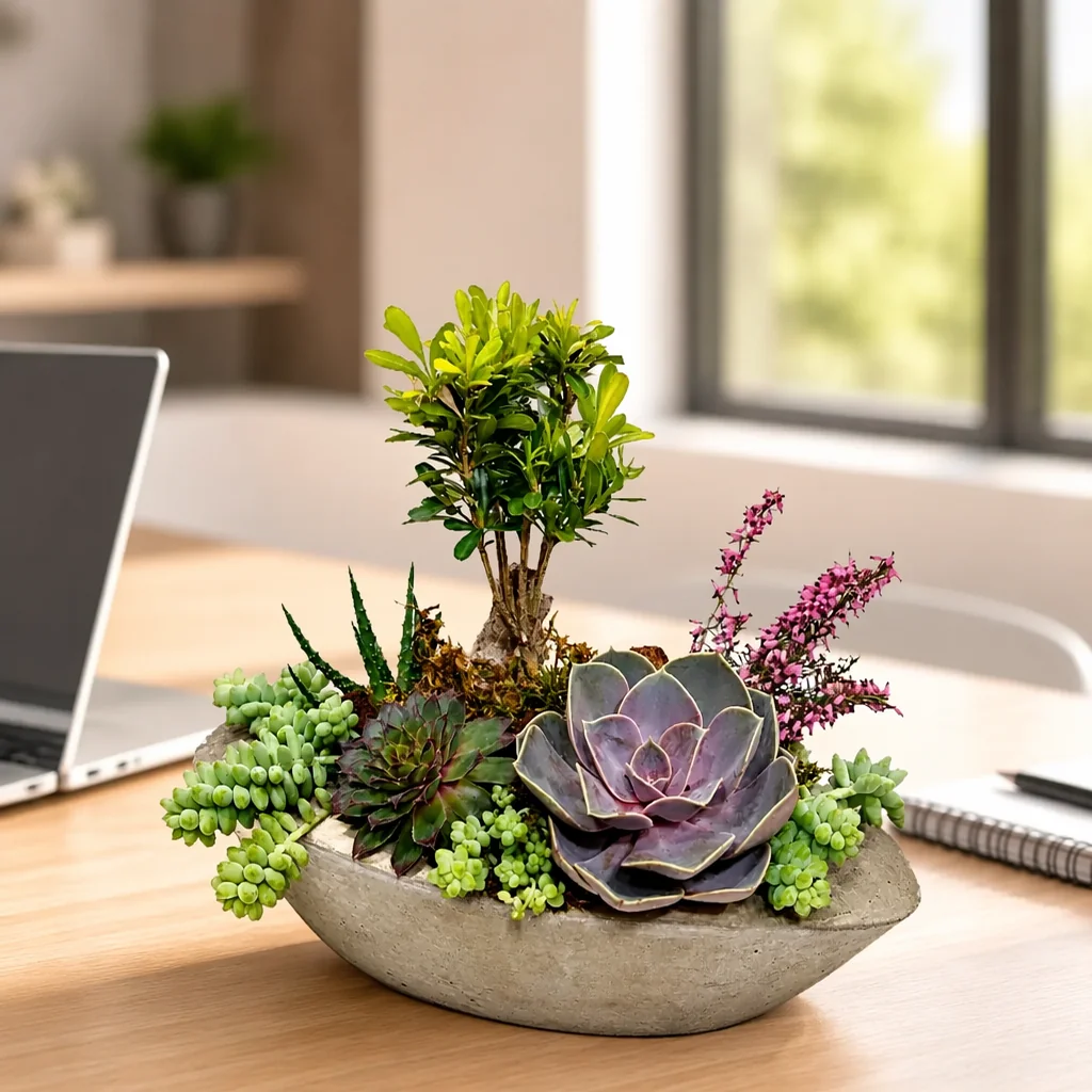 Bonsai ve Sukulent Bahçesi Tasarım Aranjmanı — yaşam alanında
