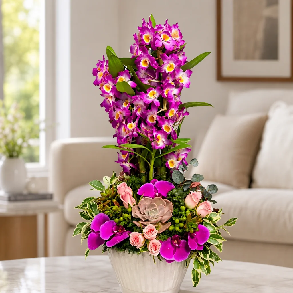 Mor Dendrobium Orkide Bahçesi — yaşam alanında