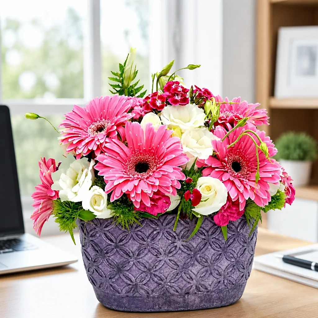 Pembe Düşler Gerbera Aranjmanı — yaşam alanında
