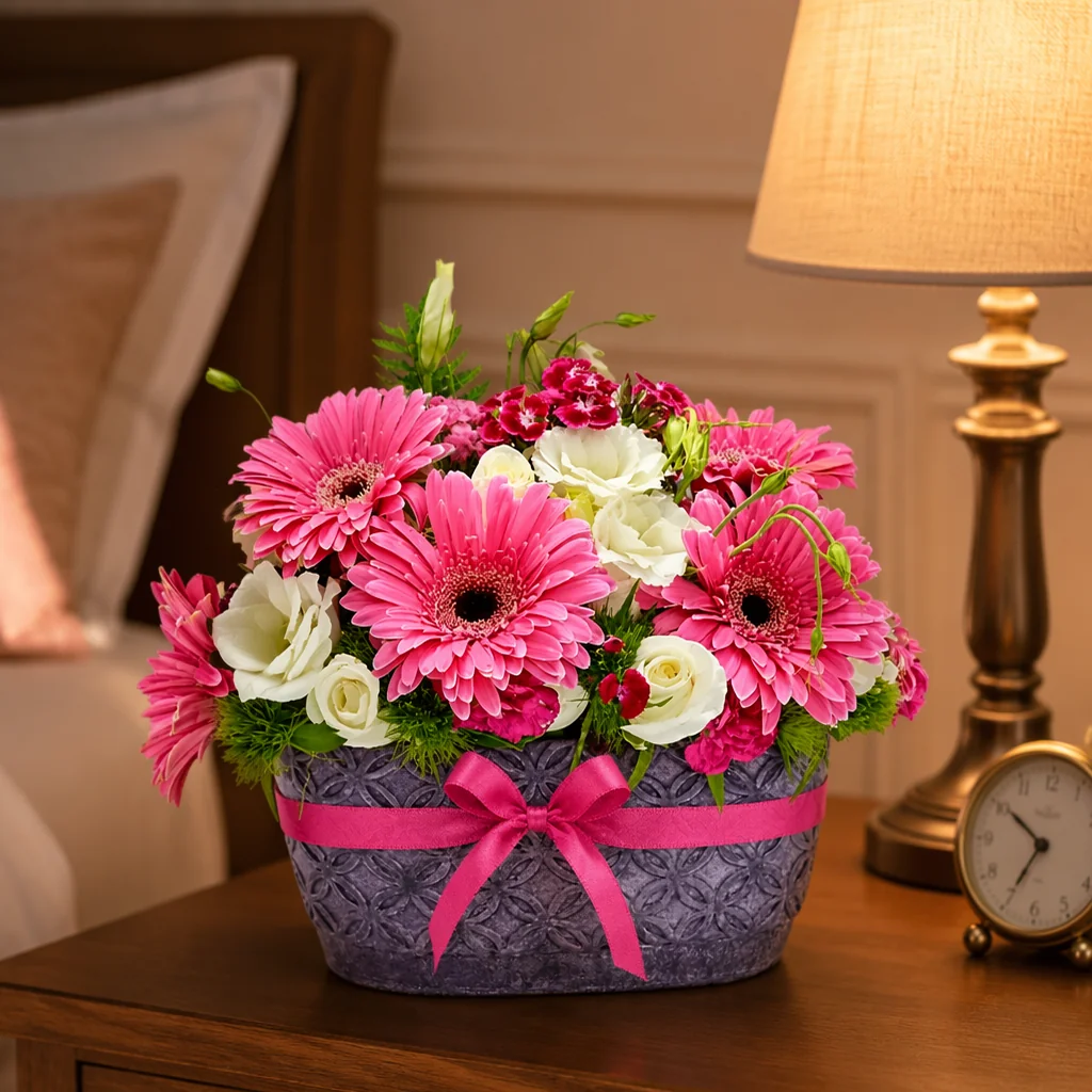 Pembe Düşler Gerbera Aranjmanı — yaşam alanında