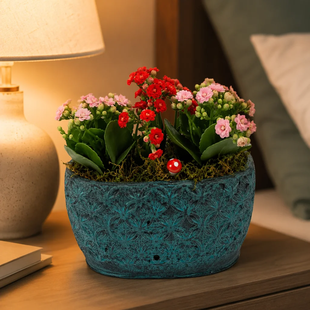 Turkuaz Saksıda Kalanchoe Bahçesi — yaşam alanında