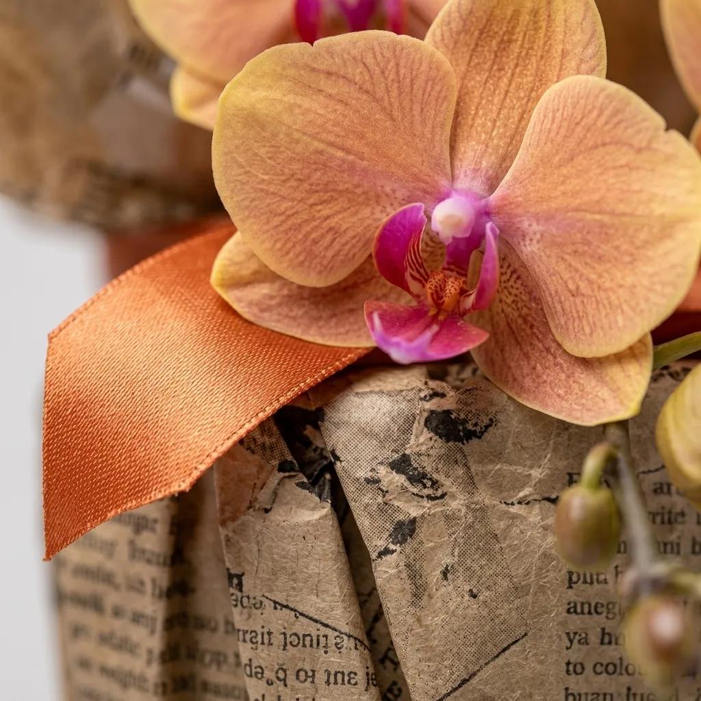Turuncu Zarafet Orkide Aranjmanı - taze kesme orkide çiçekleri profesyonel florist tarafından düzenlenmiş şık aranjman
