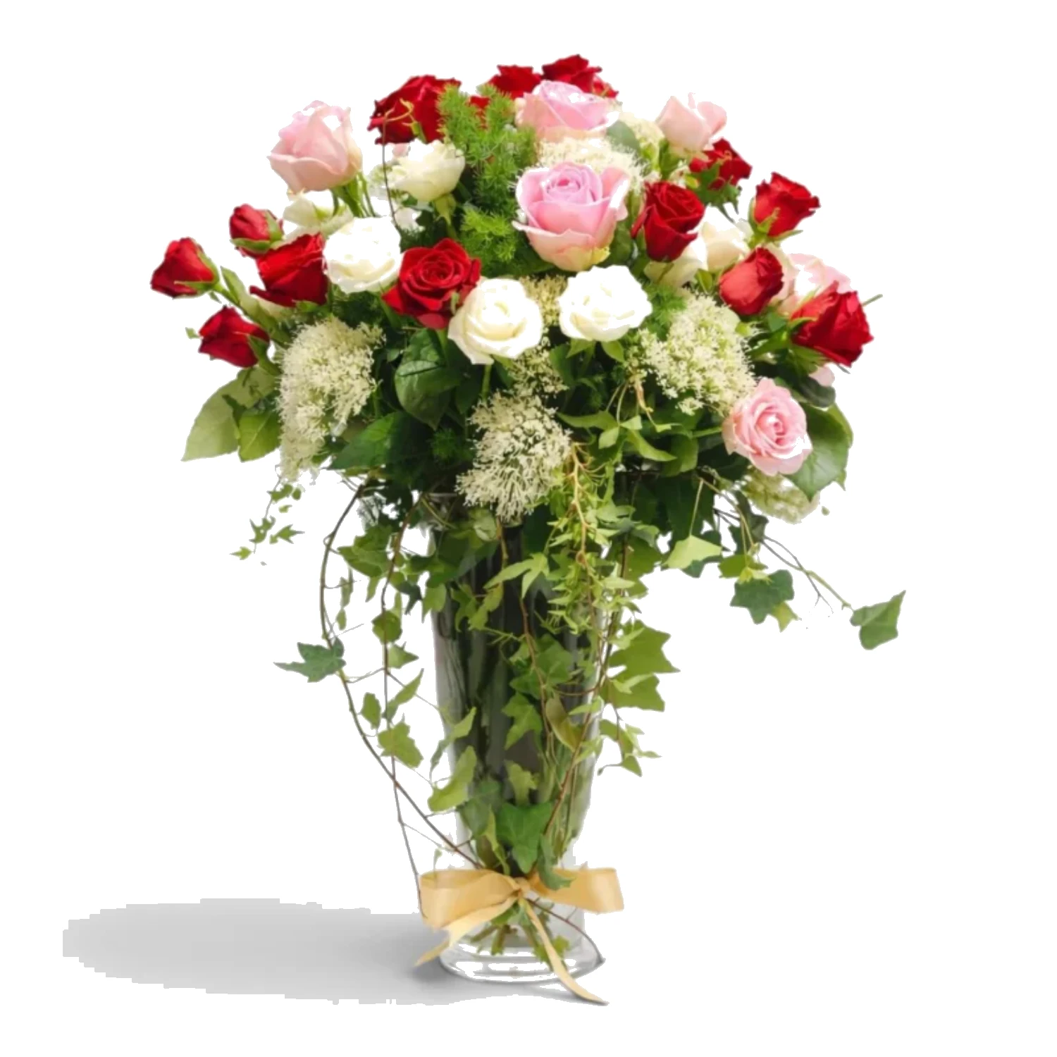 Romantic Tricolor Rose Vase Arrangement