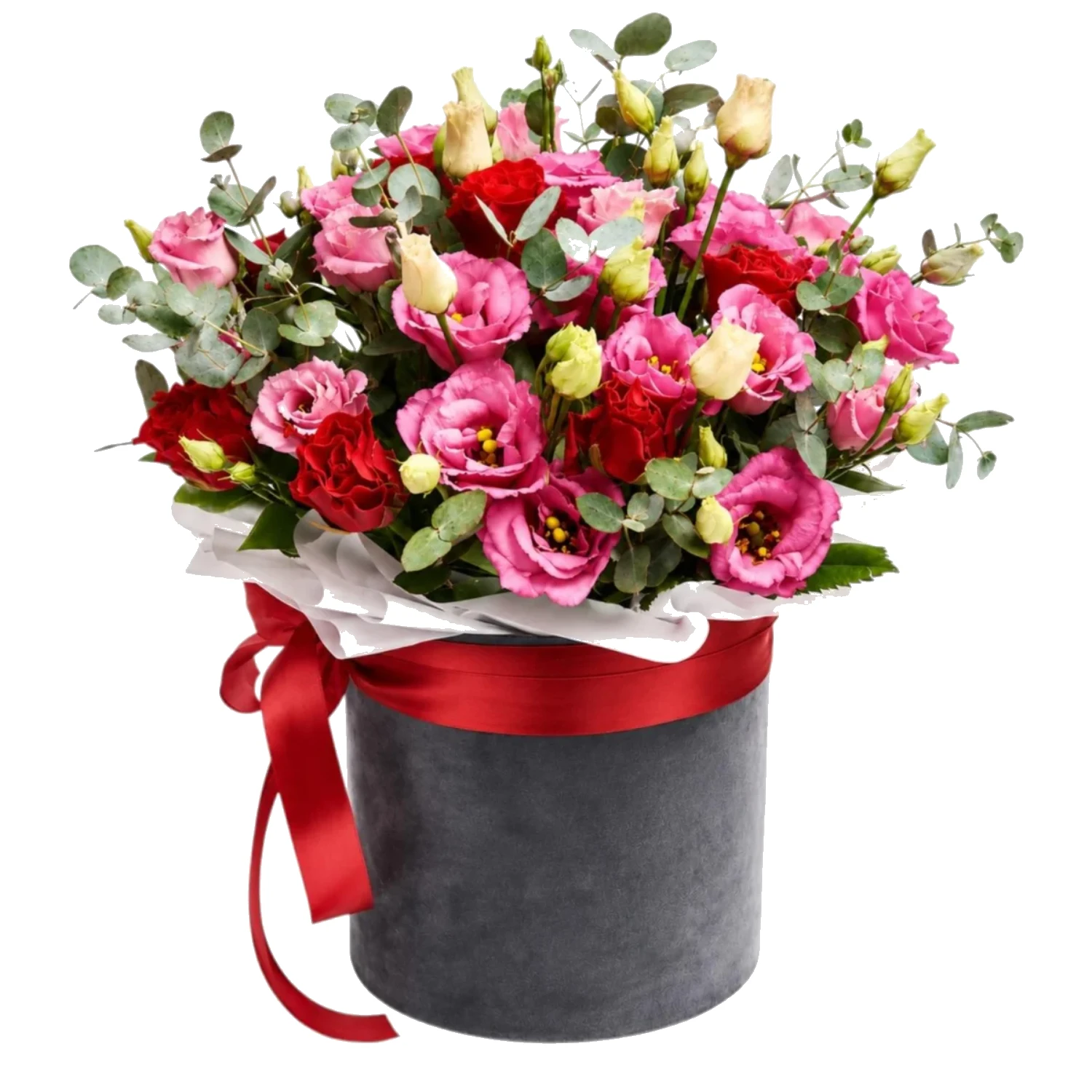 Pembe ve Kırmızı Lisianthus Aranjmanı