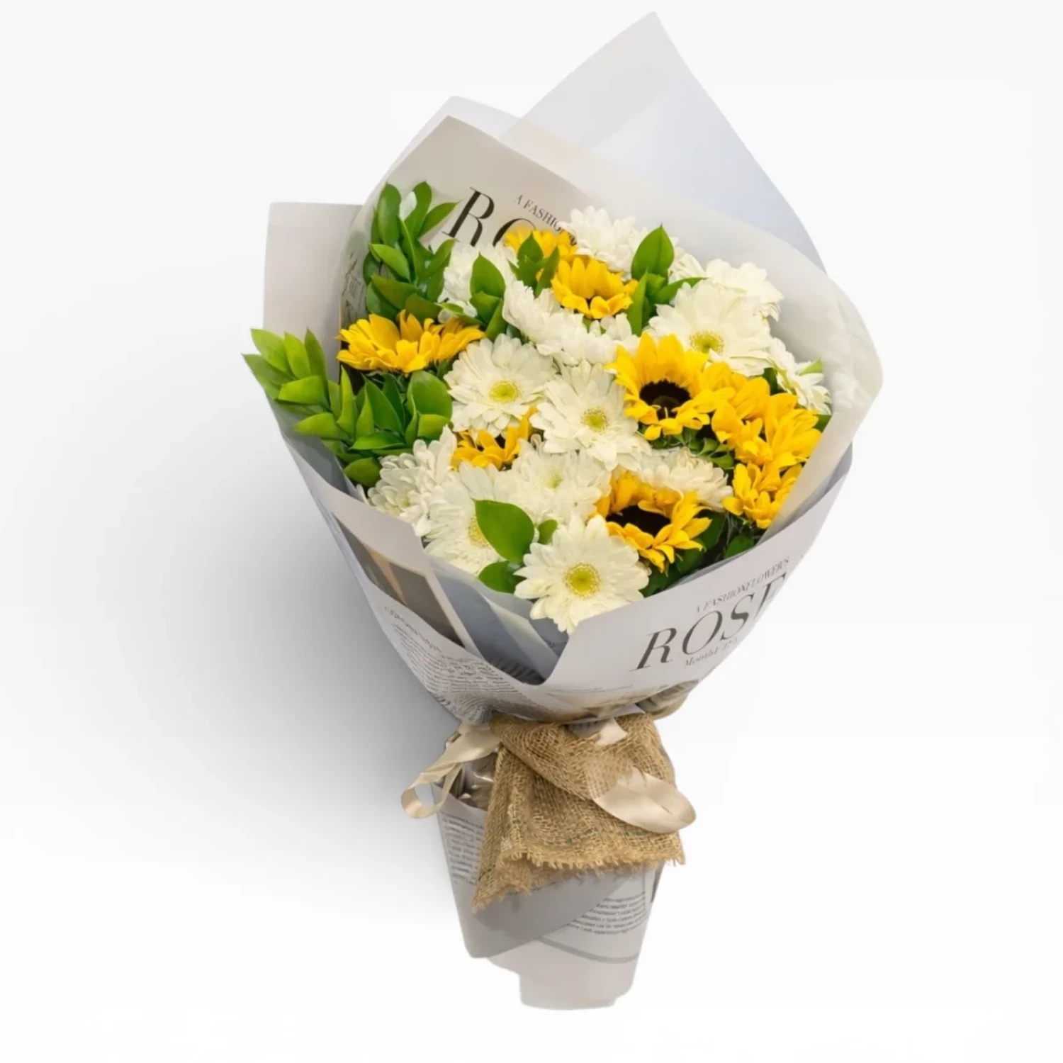 Sarı Beyaz Papatya ve Gerbera Buketi