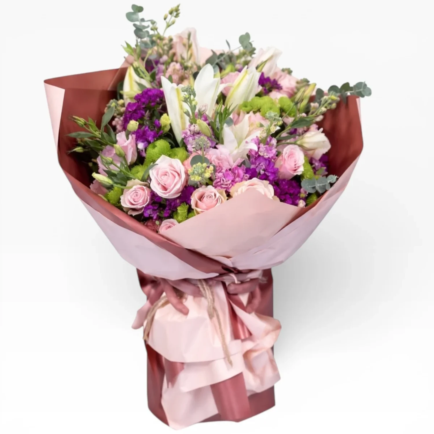 Premium Lilyum ve Pembe Gül Buketi