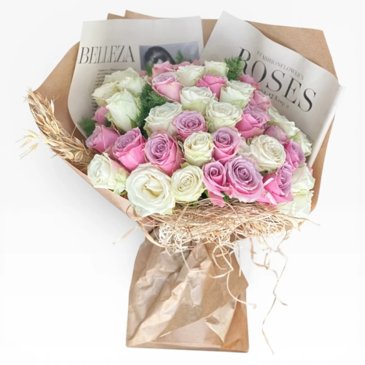 Premium Pembe Beyaz Gül Buketi