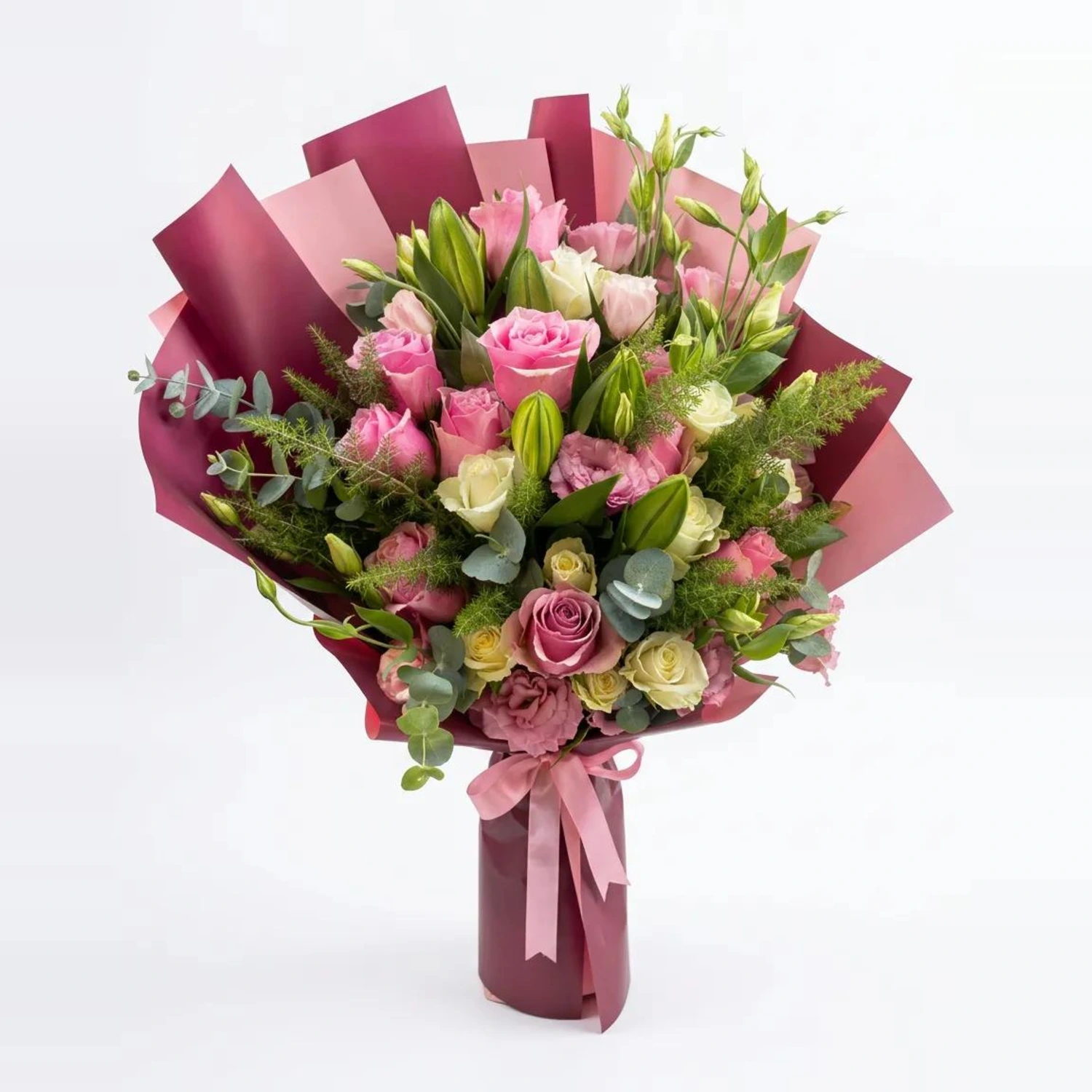 Yuliya Pembe Alstroemeria ve Gül Buketi