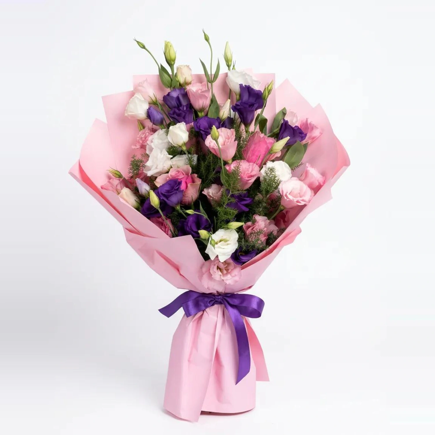 Margarita Mor Pembe Lisianthus Buketi