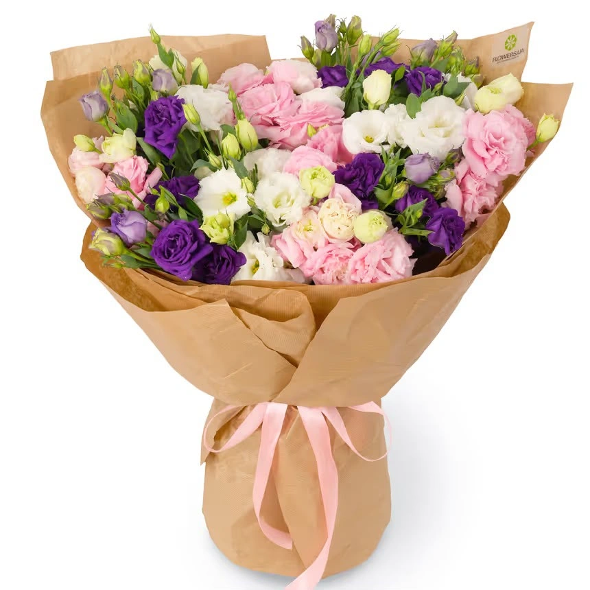 Adelina Rengarenk Lisianthus Kraft Buket