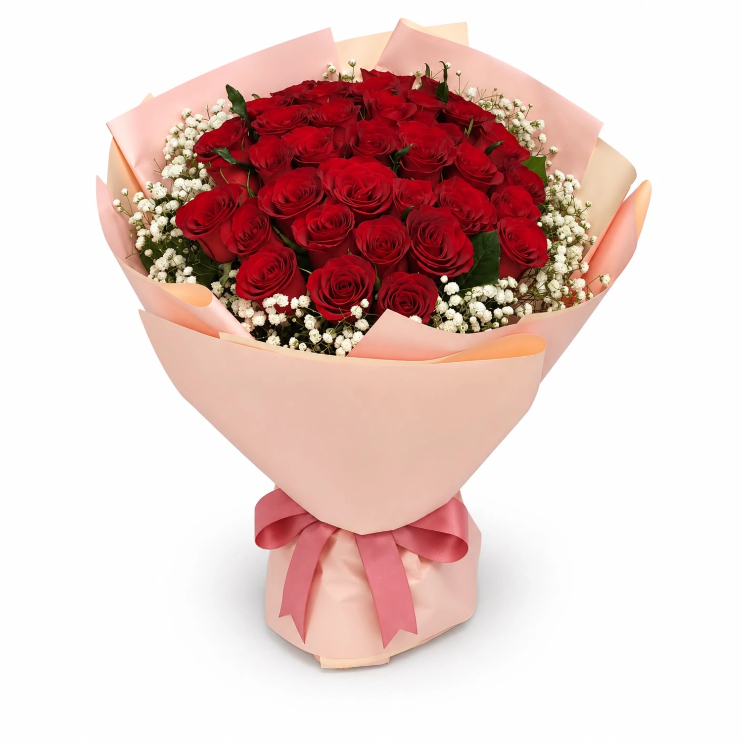 Eden Buquê de Rosas Vermelhas e Gipsófila