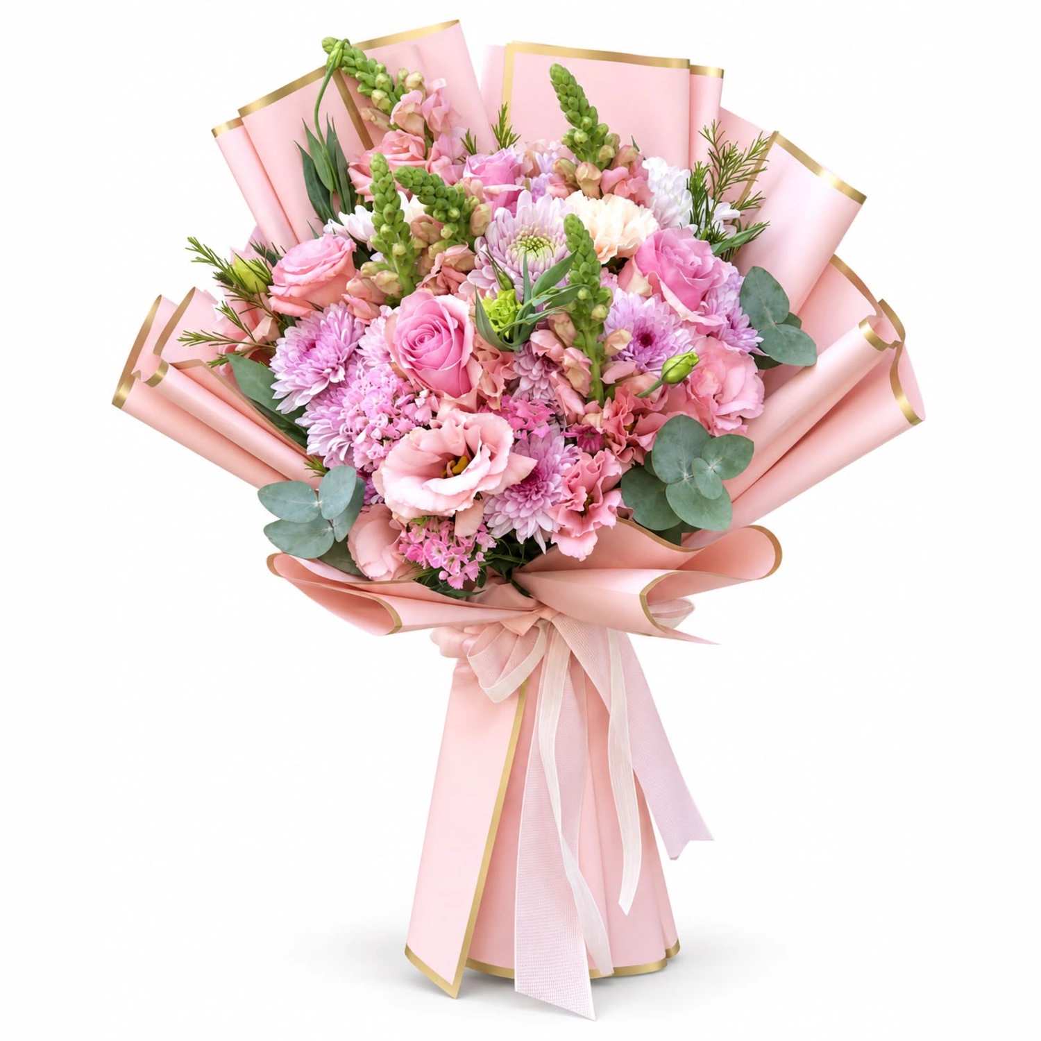 Ilaria Pembe Krizantem ve Lisianthus Buketi