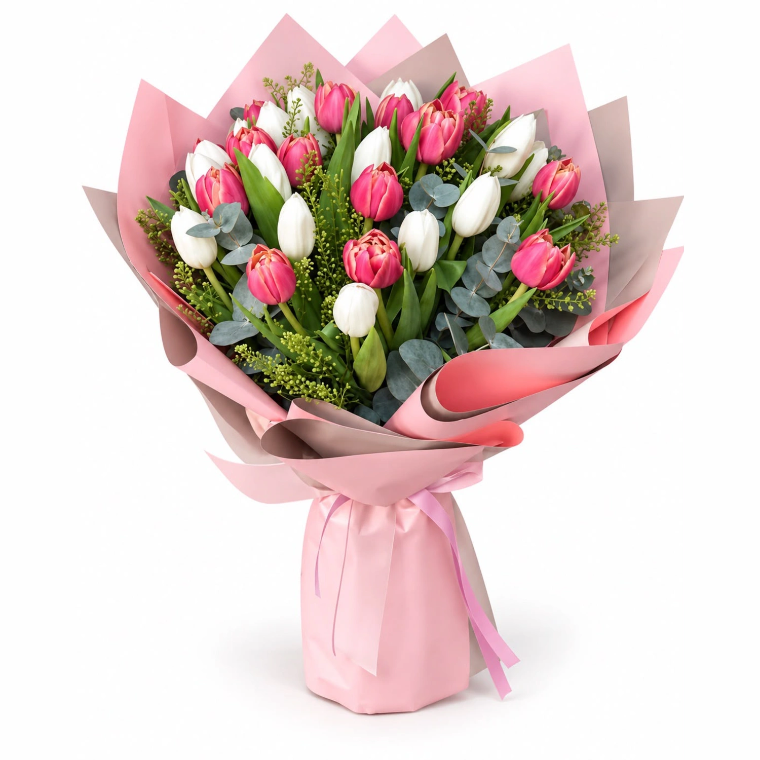 Farah Pembe Beyaz Lale Buketi