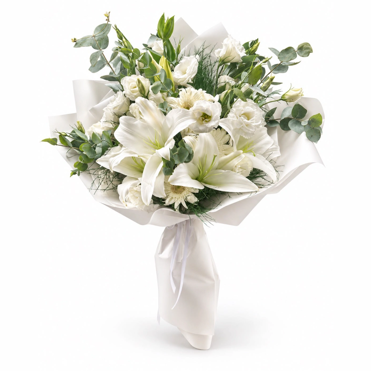 Quinn Beyaz Lilyum ve Lisianthus Buketi