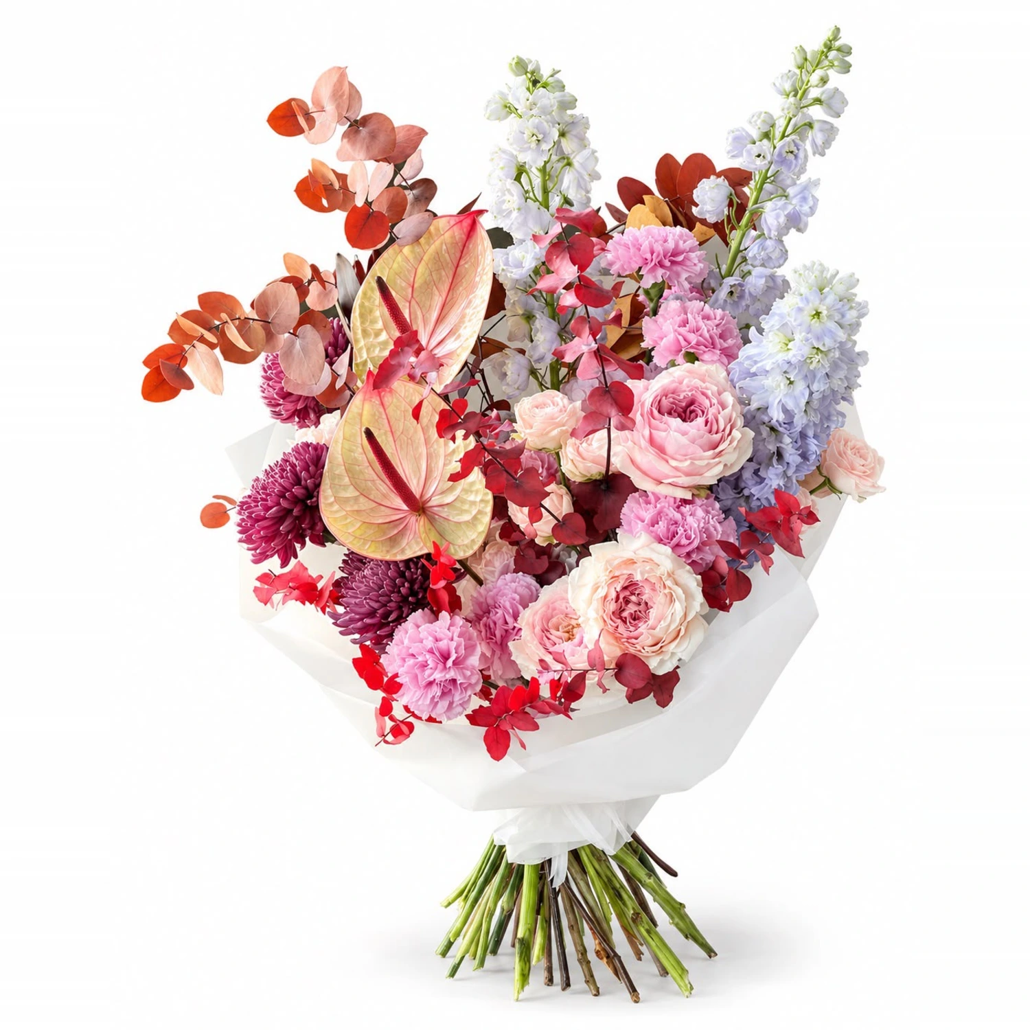Eleanor Antoryum ve Delphinium Karışık Lüks Buket