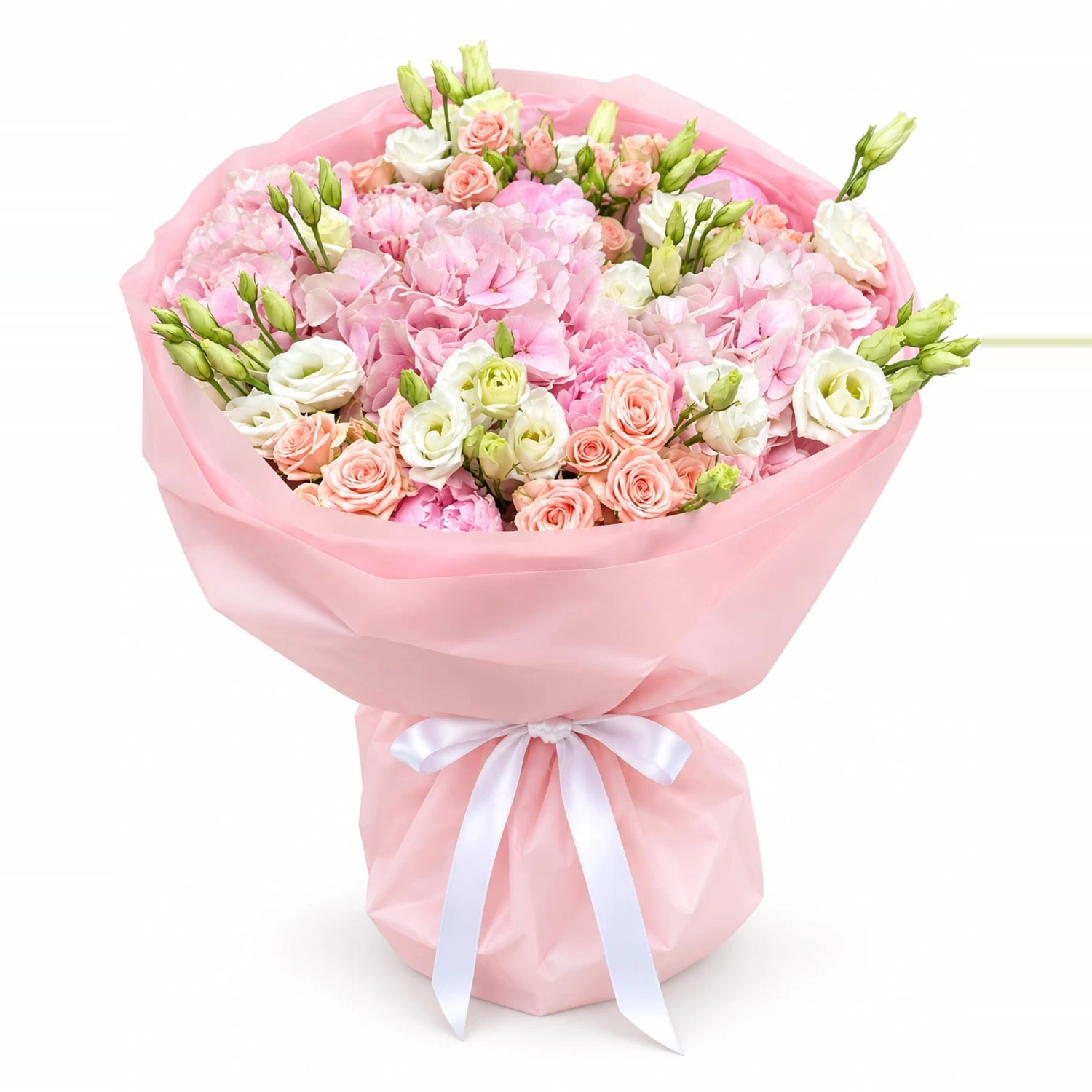 Magda Pembe Ortanca ve Lisianthus Buketi