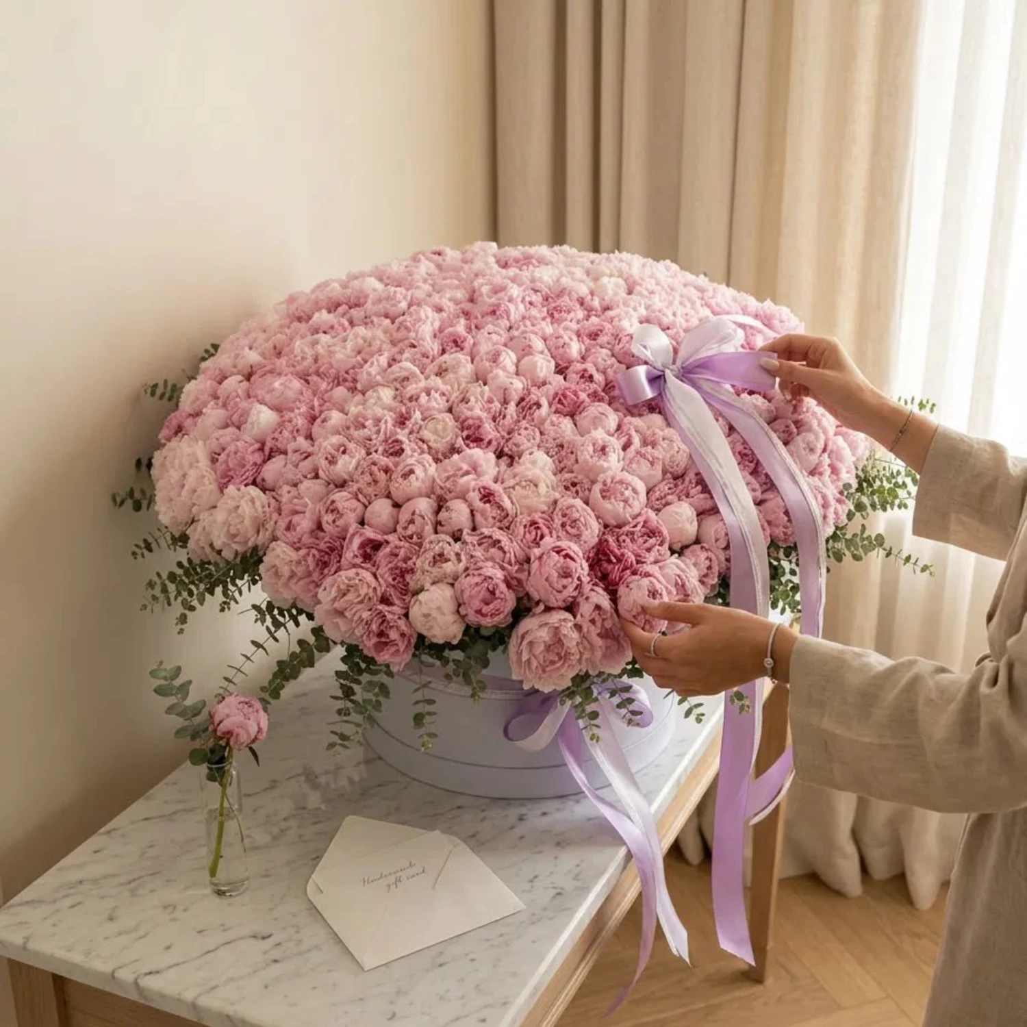 Clio Pembe Gül ve Şakayık Dev Buket - yaşam alanı fotoğrafı 2