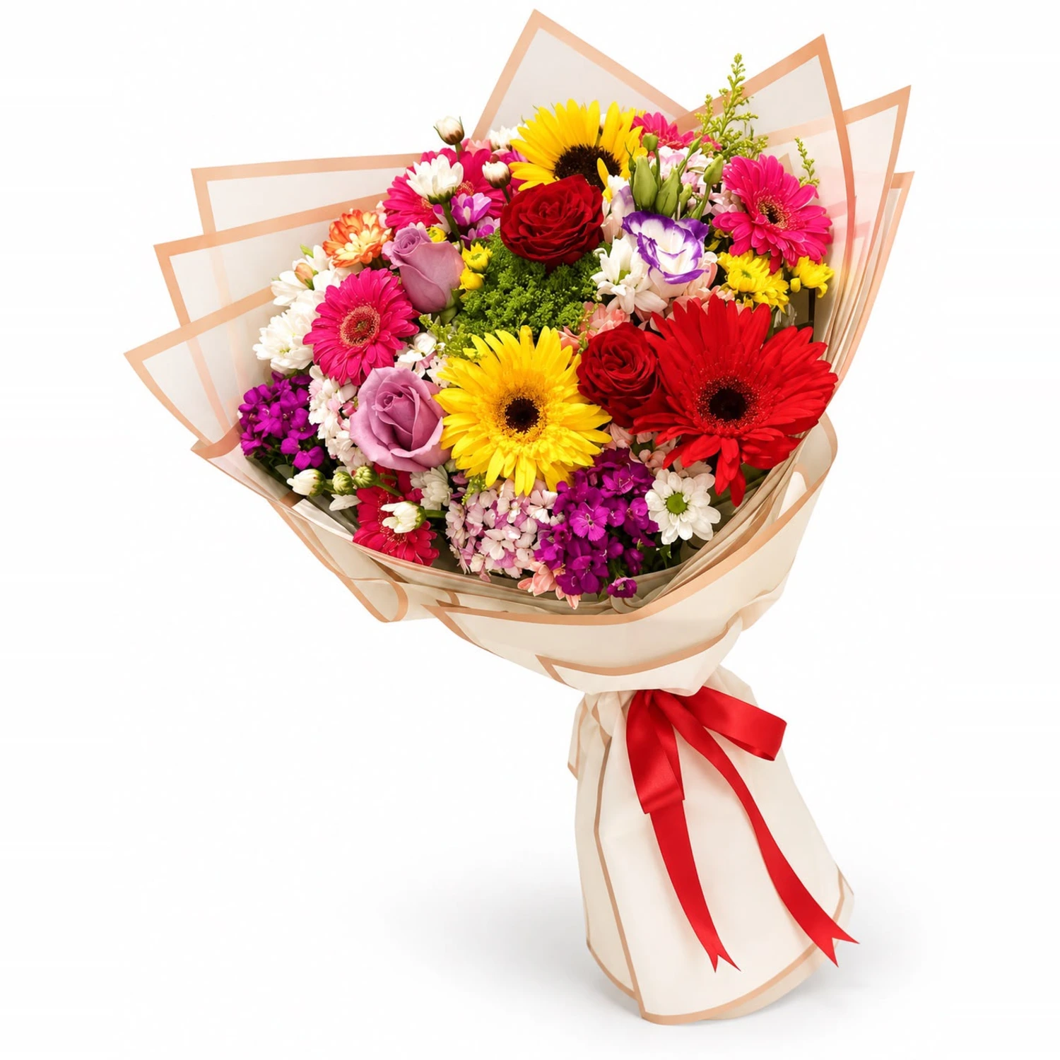 Petra Renkli Gerbera ve Ayçiçeği Karışık Buket