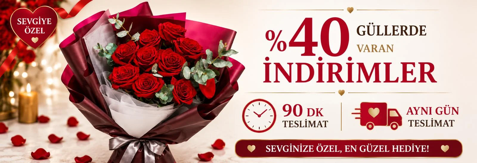 40 indirim kırmızı Gül