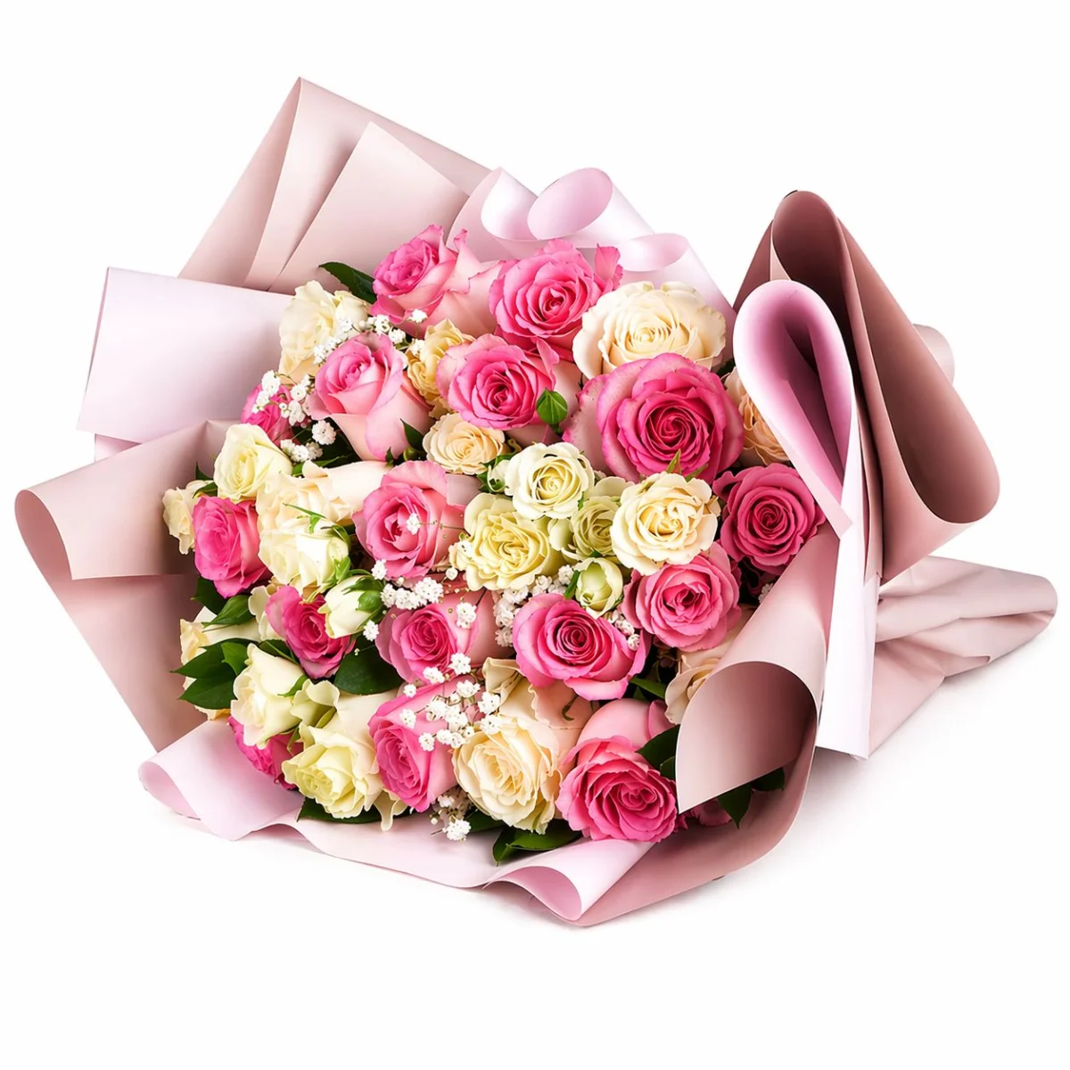 Lüks Pembe ve Beyaz Gül Buketi