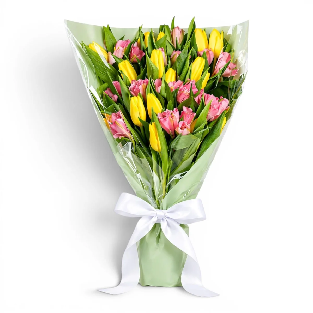 Sarı Lale ve Pembe Alstroemeria Buketi