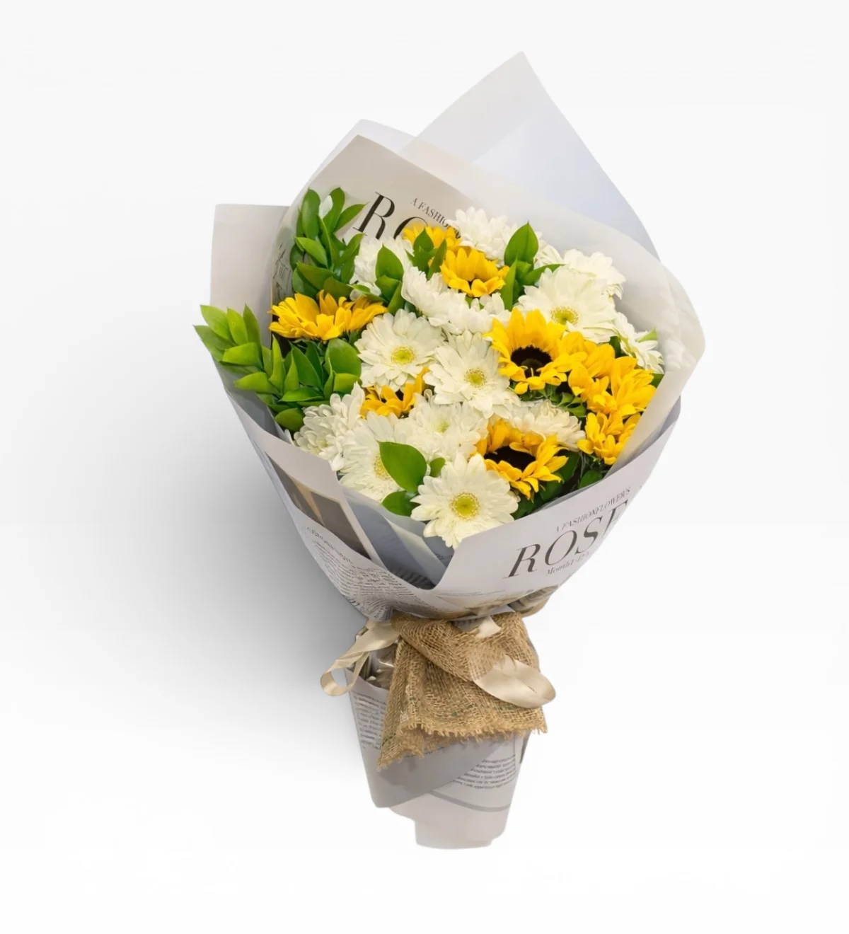 Sarı Beyaz Papatya ve Gerbera Buketi