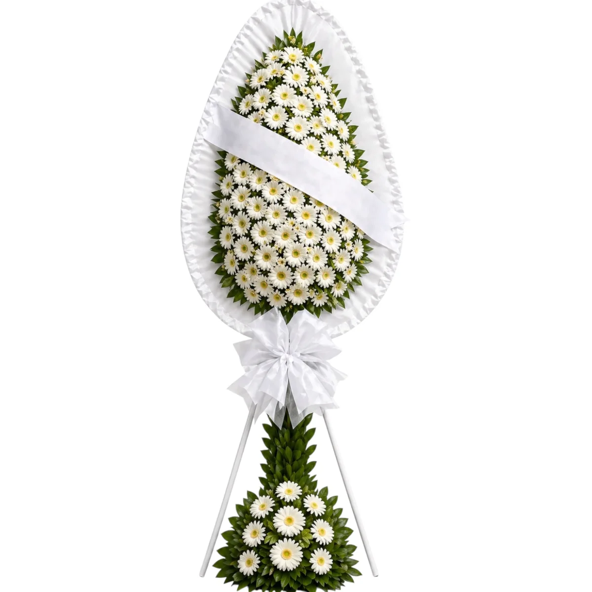 Çift Katlı Saf Beyaz Gerbera Ferforje
