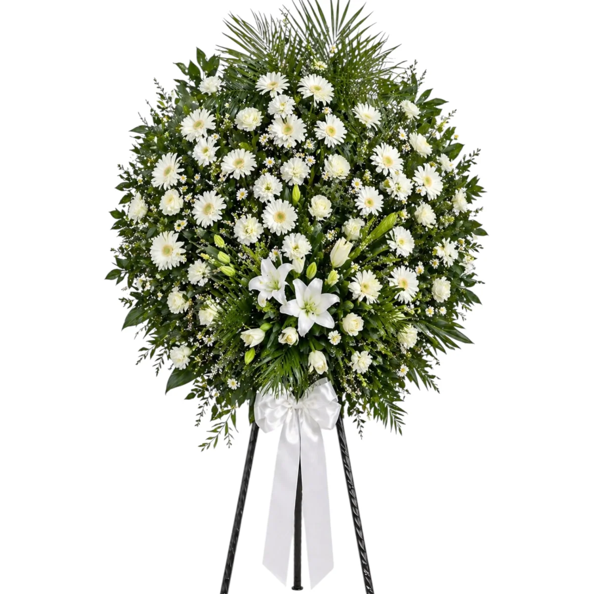 Beyaz Gerbera ve Lilyum Ferforje