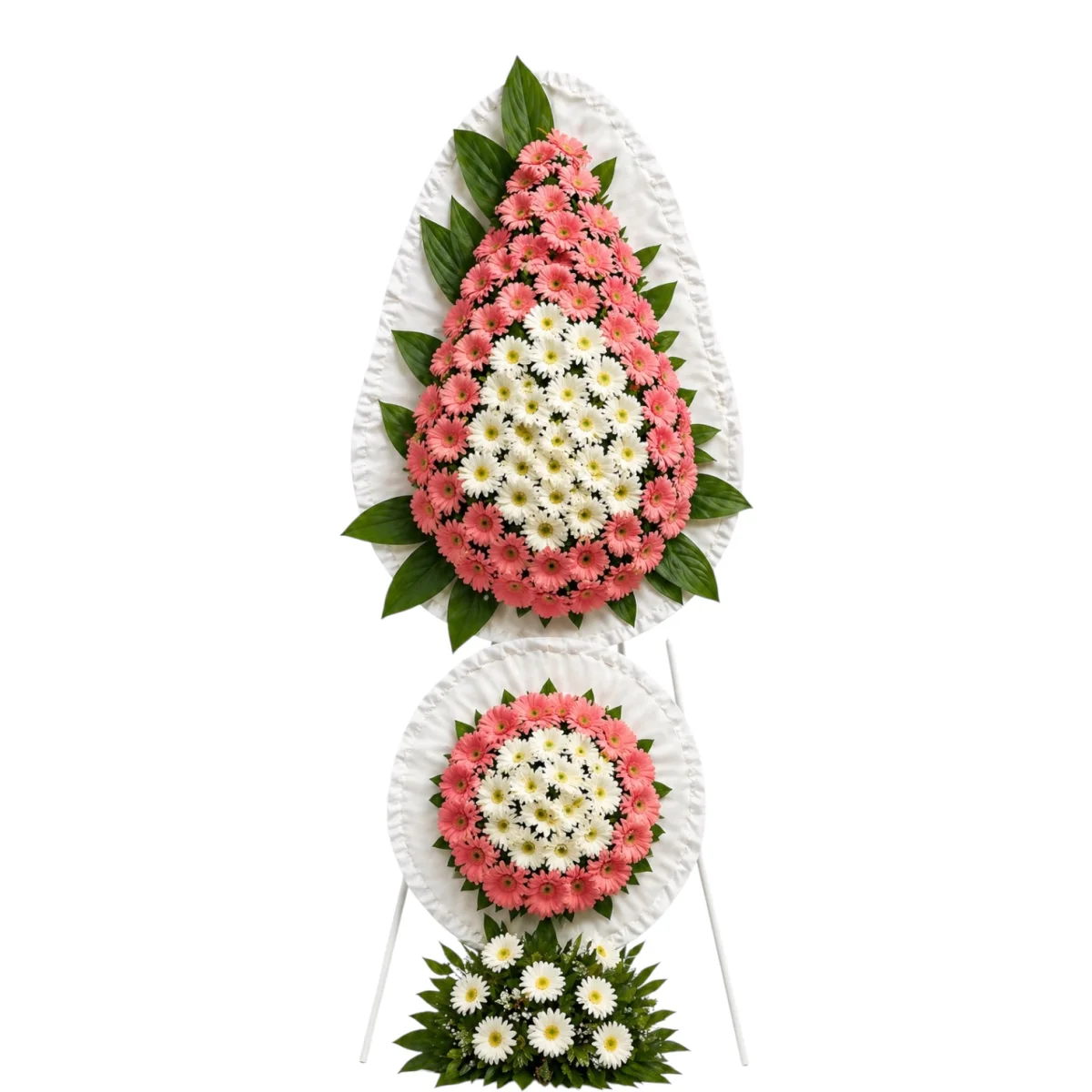 Pembe ve Beyaz Gerbera Çelenk