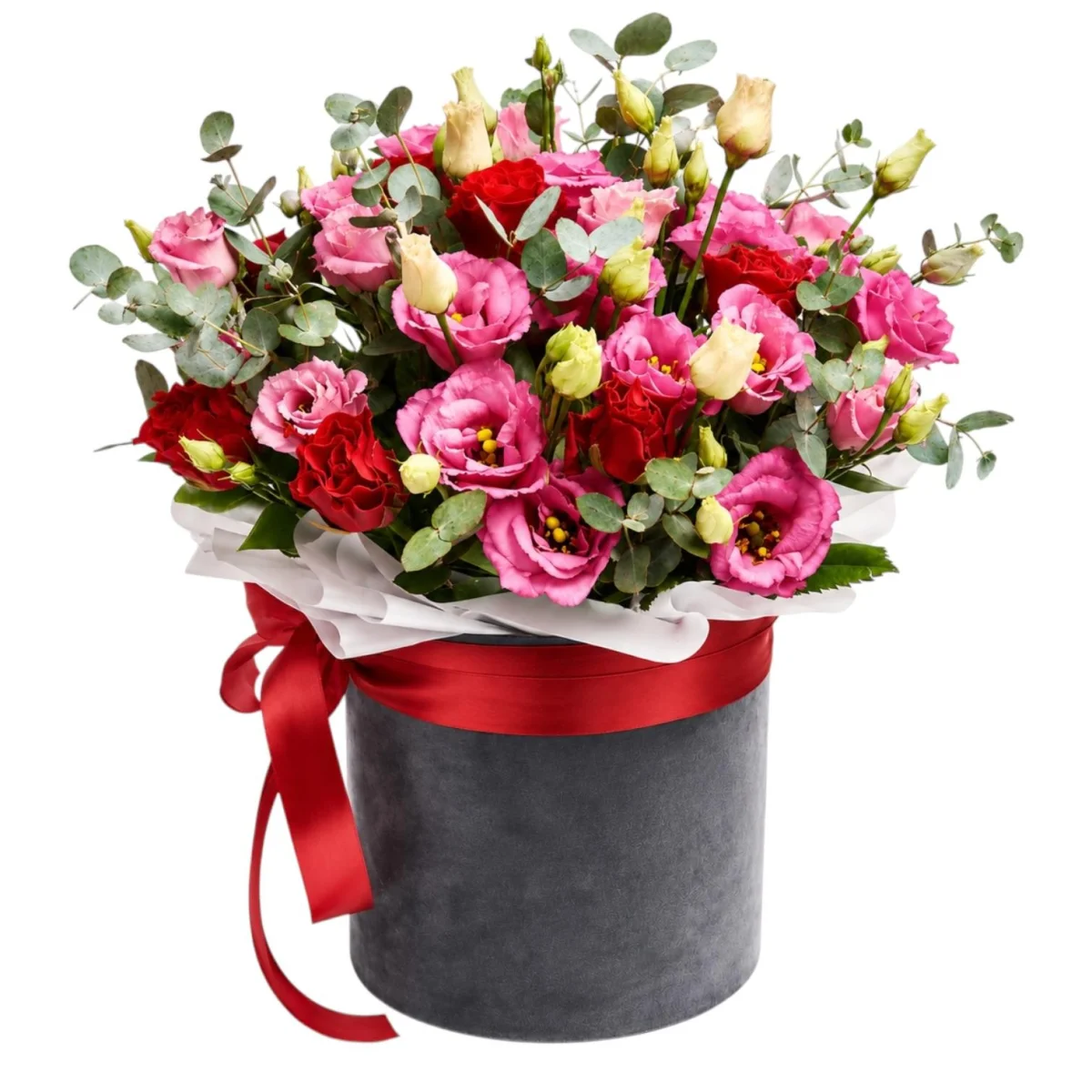 Pembe ve Kırmızı Lisianthus Aranjmanı