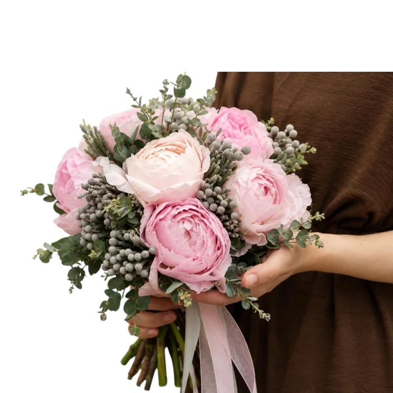 Dusty Rose Peony Bridal Bouquet