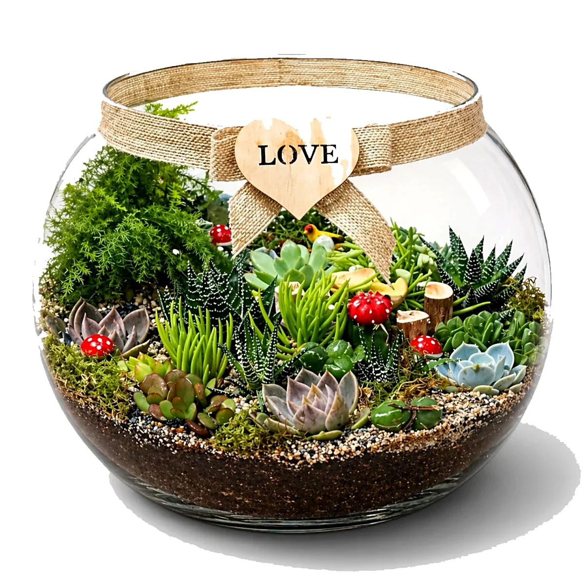 LOVE Temalı Büyük Boy Cam Fanus Teraryum